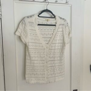 Kori Cream Crochet V-Neck Blouse